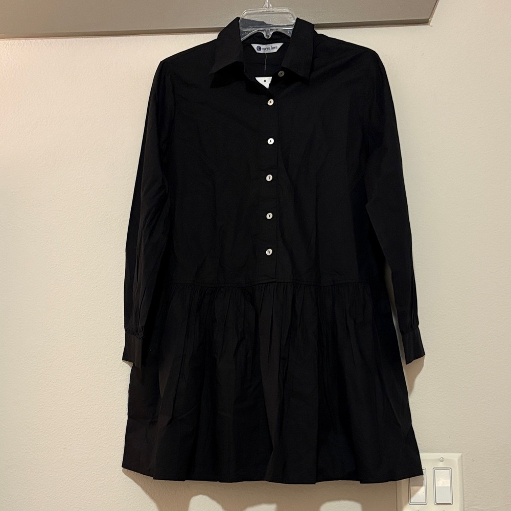 Caryn Lawn Black Shirtdress OS NWT